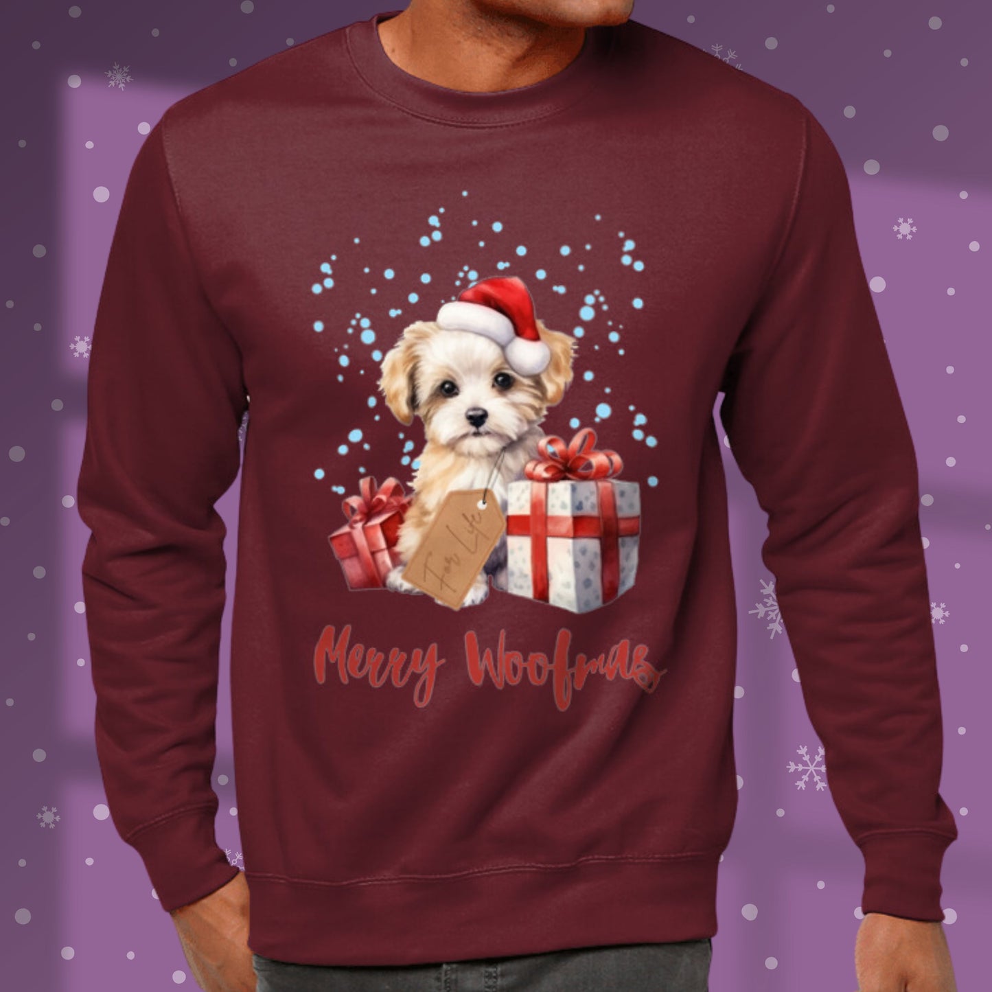 Cute Dog Christmas Sweatshirt Dog Lover Sweater Snow Puppy Christmas Dog Sweatshirt