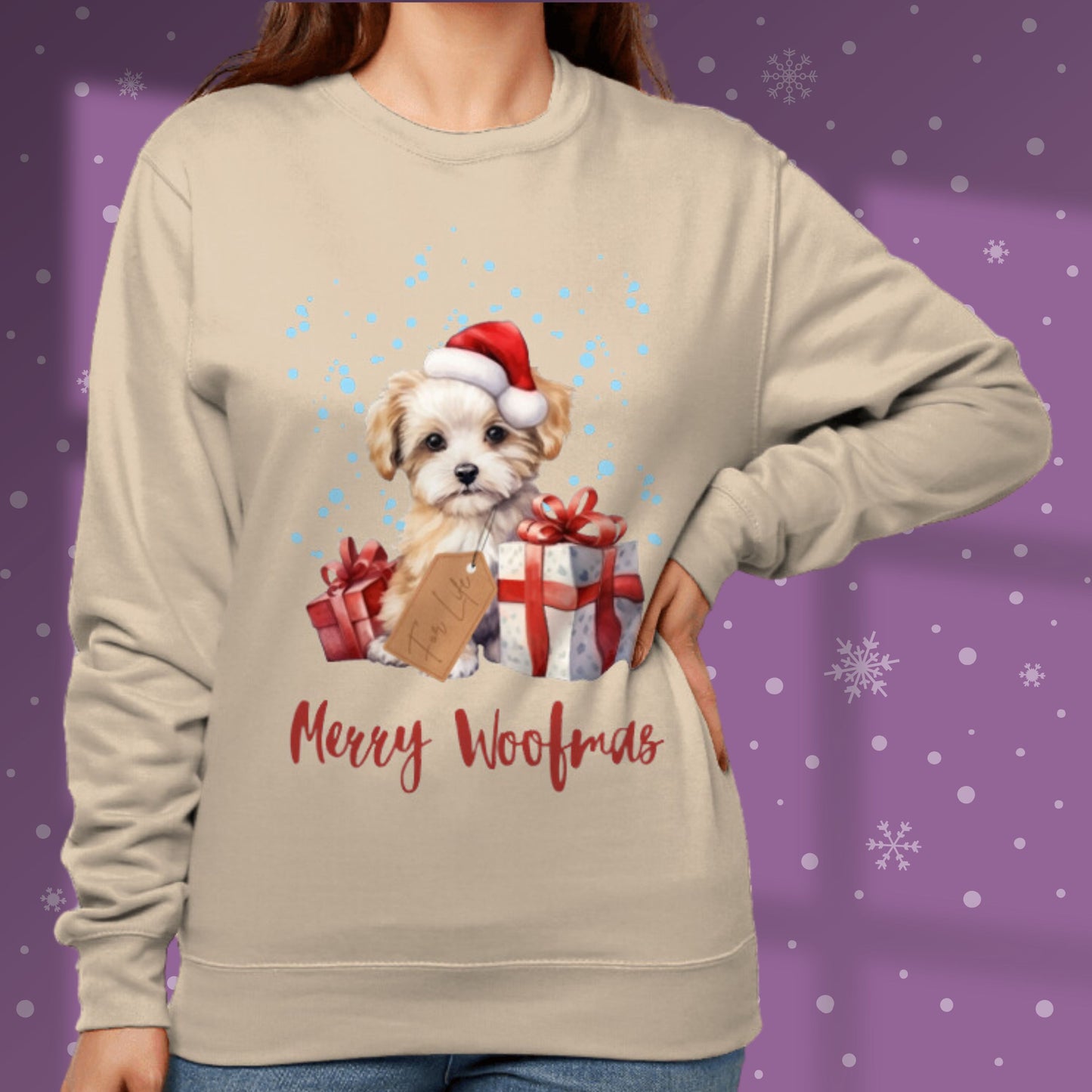 Cute Dog Christmas Sweatshirt Dog Lover Sweater Snow Puppy Christmas Dog Sweatshirt