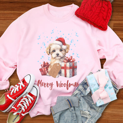 Cute Dog Christmas Sweatshirt Dog Lover Sweater Snow Puppy Christmas Dog Sweatshirt