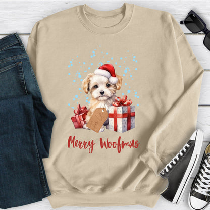 Cute Dog Christmas Sweatshirt Dog Lover Sweater Snow Puppy Christmas Dog Sweatshirt