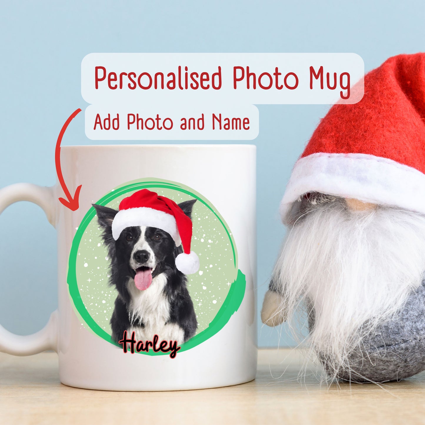 Personalised Christmas Mug Custom Pet Portrait Mug Dog Photo Coffee Mug Dog Lover Mug Christmas Gift