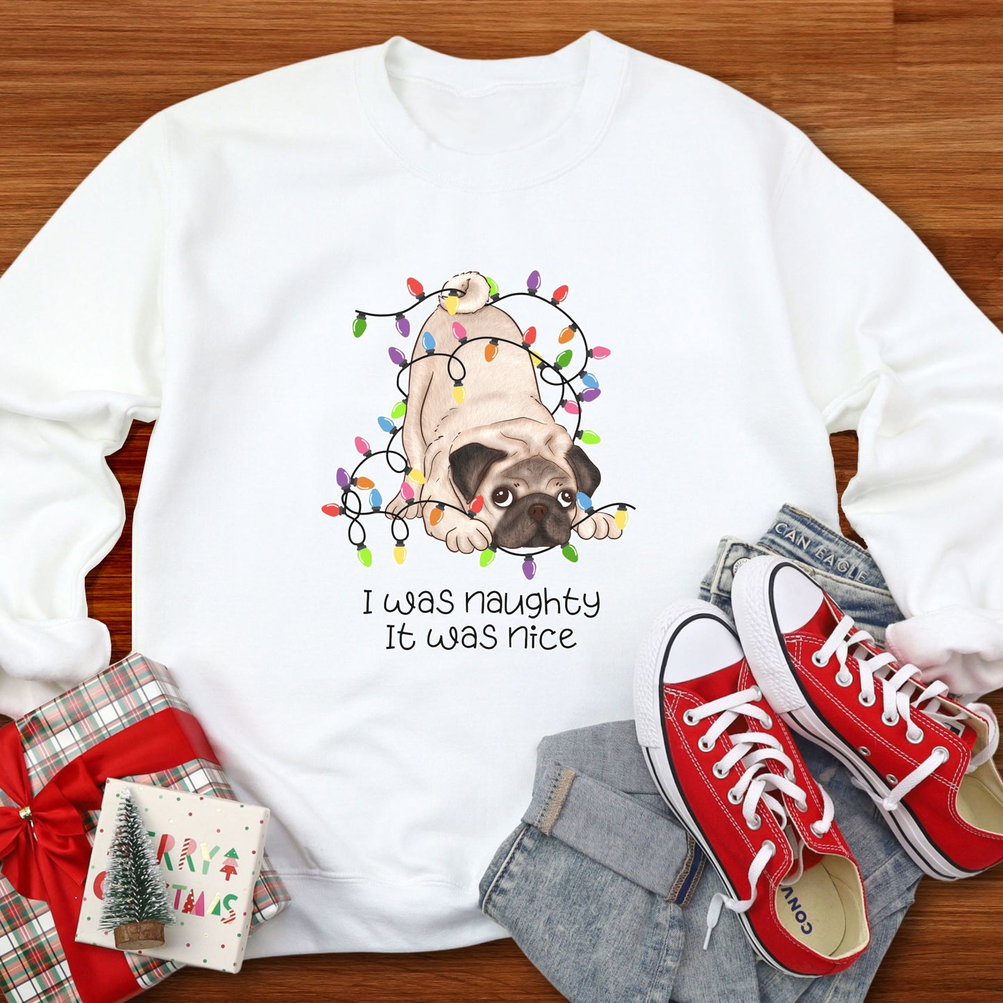 Dog Christmas Sweatshirt Pug Lover Gift Christmas Sweater Pug Dog Christmas Jumper