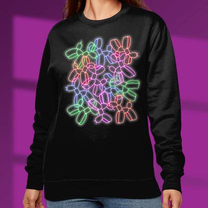 Neon Dog Lover Sweatshirt Neon Sign Dog Lover Gift Colourful Balloon Dog Sweater Gift Idea For Dog Owner black