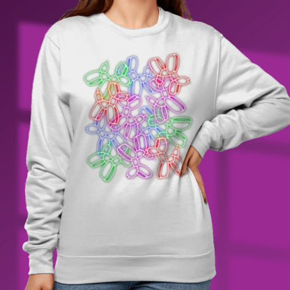 Neon Dog Lover Sweatshirt Neon Sign Dog Lover Gift Colourful Balloon Dog Sweater Gift Idea For Dog Owner white