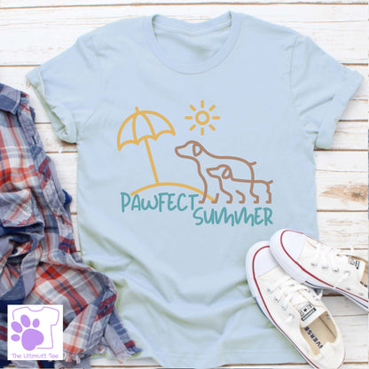 Pawfect Summer Beach Dog Slogan T-shirt, Dog Owner Gift