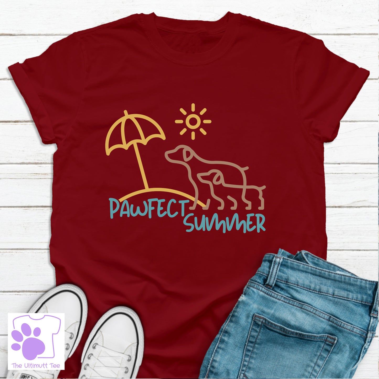 Pawfect Summer Beach Dog Slogan T-shirt, Dog Owner Gift