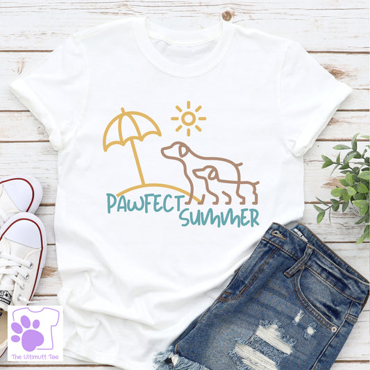 Pawfect Summer Beach Dog Slogan T-shirt, Dog Owner Gift