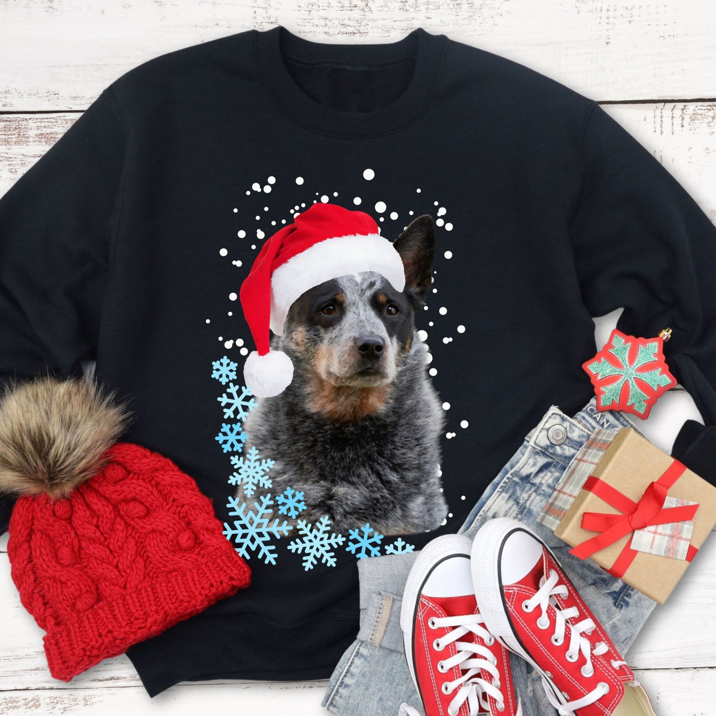 Dog Christmas Sweatshirt Personalised Dog Photo Gift Custom Sweater Christmas Gift Idea Dog Lover Sweatshirt