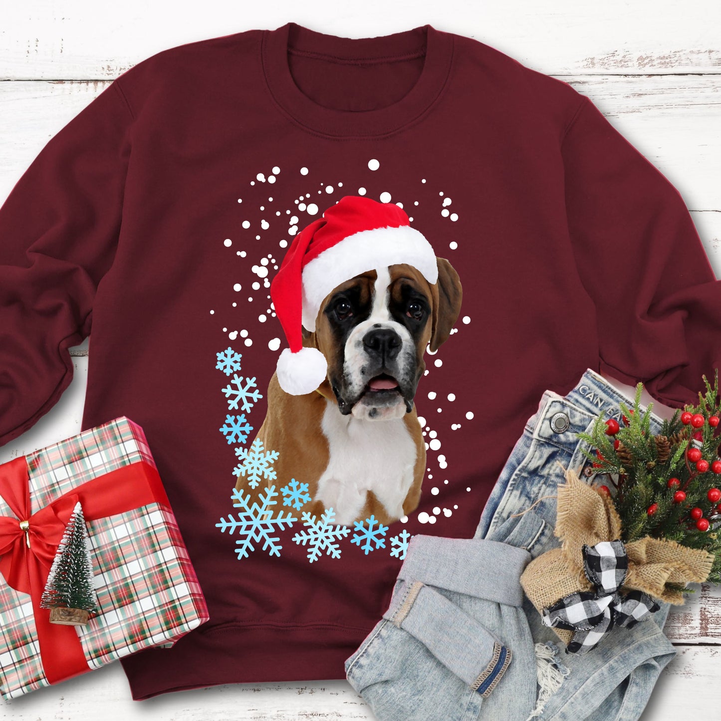 Dog Christmas Sweatshirt Personalised Dog Photo Gift Custom Sweater Christmas Gift Idea Dog Lover Sweatshirt