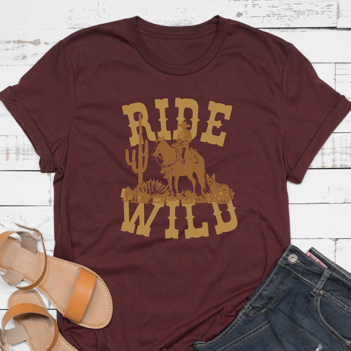 Cowboy Tshirt Wild West Horse Shirt Dog Lover Gift Cowboy Tshirt burgundy