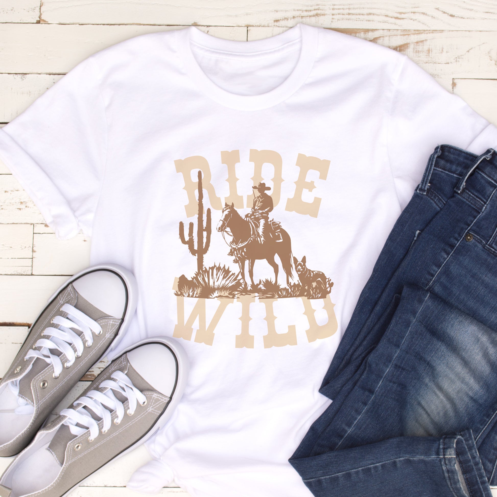 Cowboy Tshirt Wild West Horse Shirt Dog Lover Gift Cowboy Tshirt white