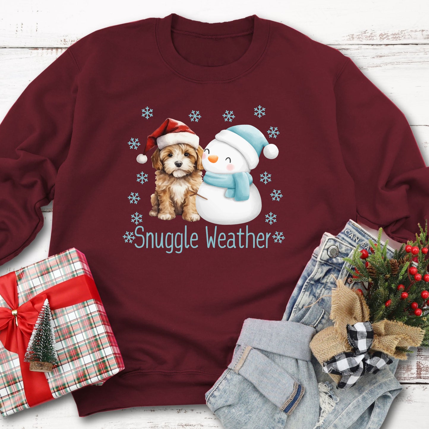 Dog Christmas Sweatshirt Santa Sweater Snowman Christmas Jumper Dog Lover Sweatshirt Santa Christmas Gift