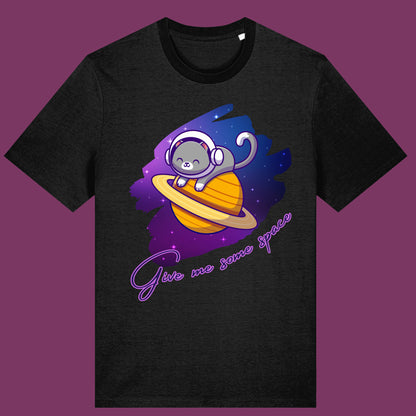Space Cat T-Shirt Cute Astronaut Cat Funny Cosmic Kitty Tee Galaxy Cat Graphic Shirt Give Me Some Space Gift for Cat Lovers