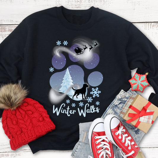 Pawprint Dog Sweatshirt Winter Sweater Dog Walks Winter Snow Sweatshirt Dog Lover Christmas Sweatshirt