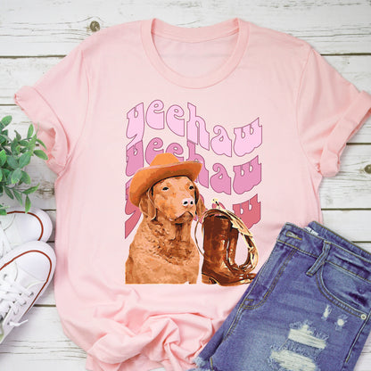 Cowboy YeeHaw Tshirt Dog Cowboy Hat Shirt Cowboy Boots Tshirt Dog Lover Gift pink