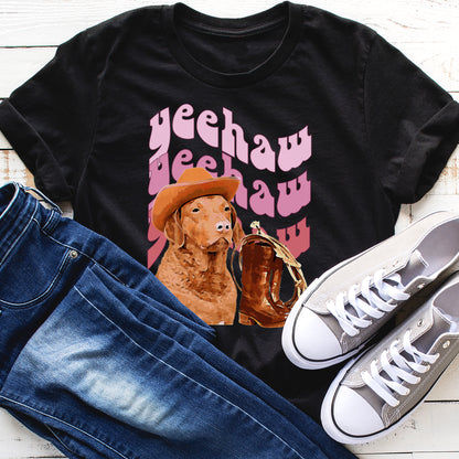 Cowboy YeeHaw Tshirt Dog Cowboy Hat Shirt Cowboy Boots Tshirt Dog Lover Gift black