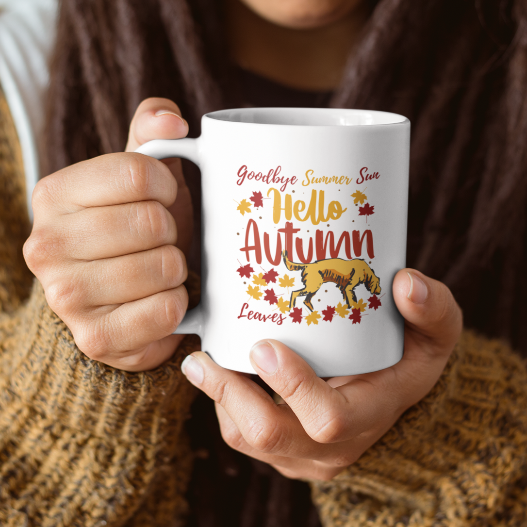 Autumn Leaves Coffee Mug Dog Lover Mug Autumn Dog Owner Gift