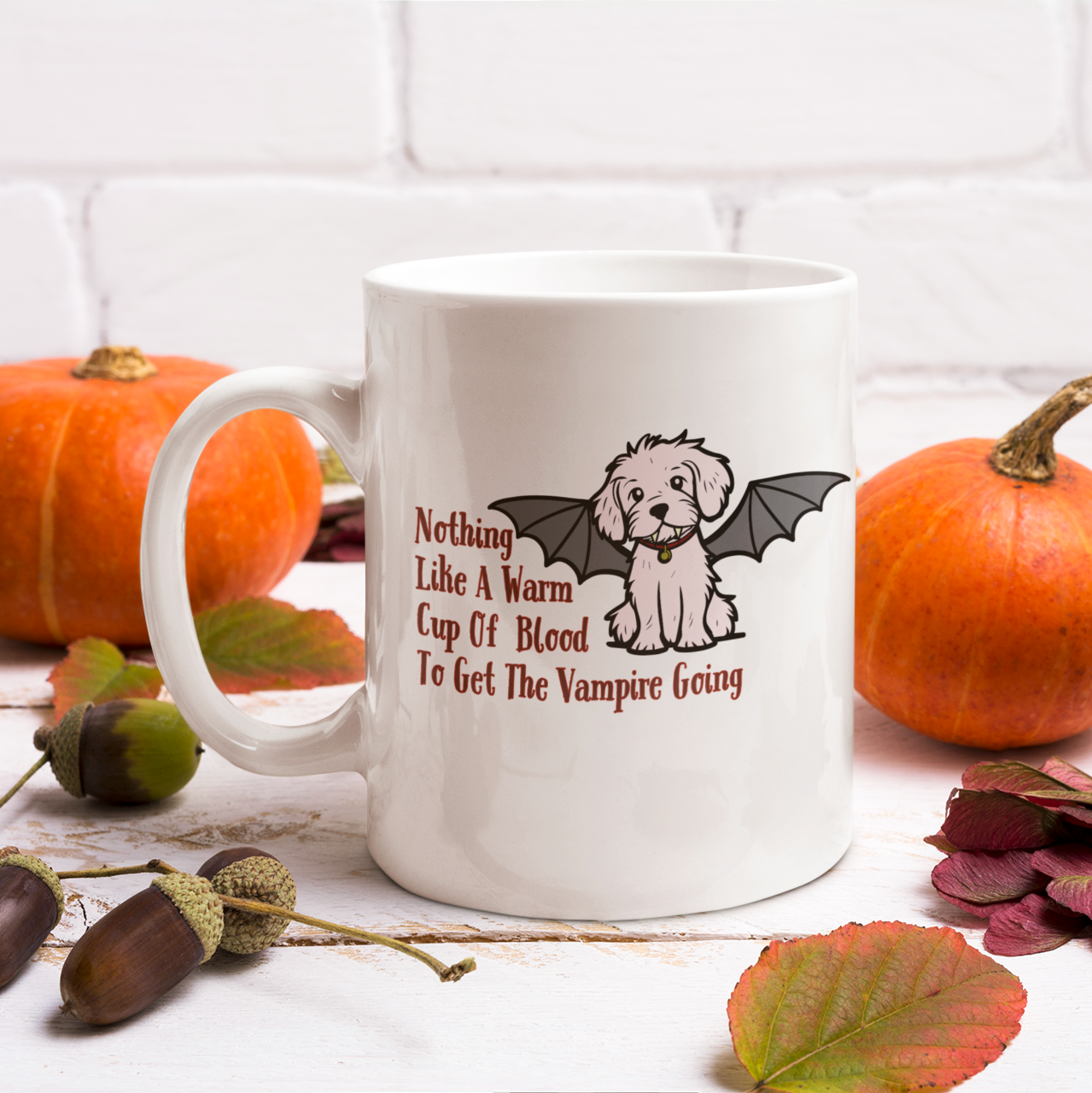 Vampire Blood Dog Lover Mug Bat Dog Dracula Fangs Coffee Mug Bat Wings Dog Mug