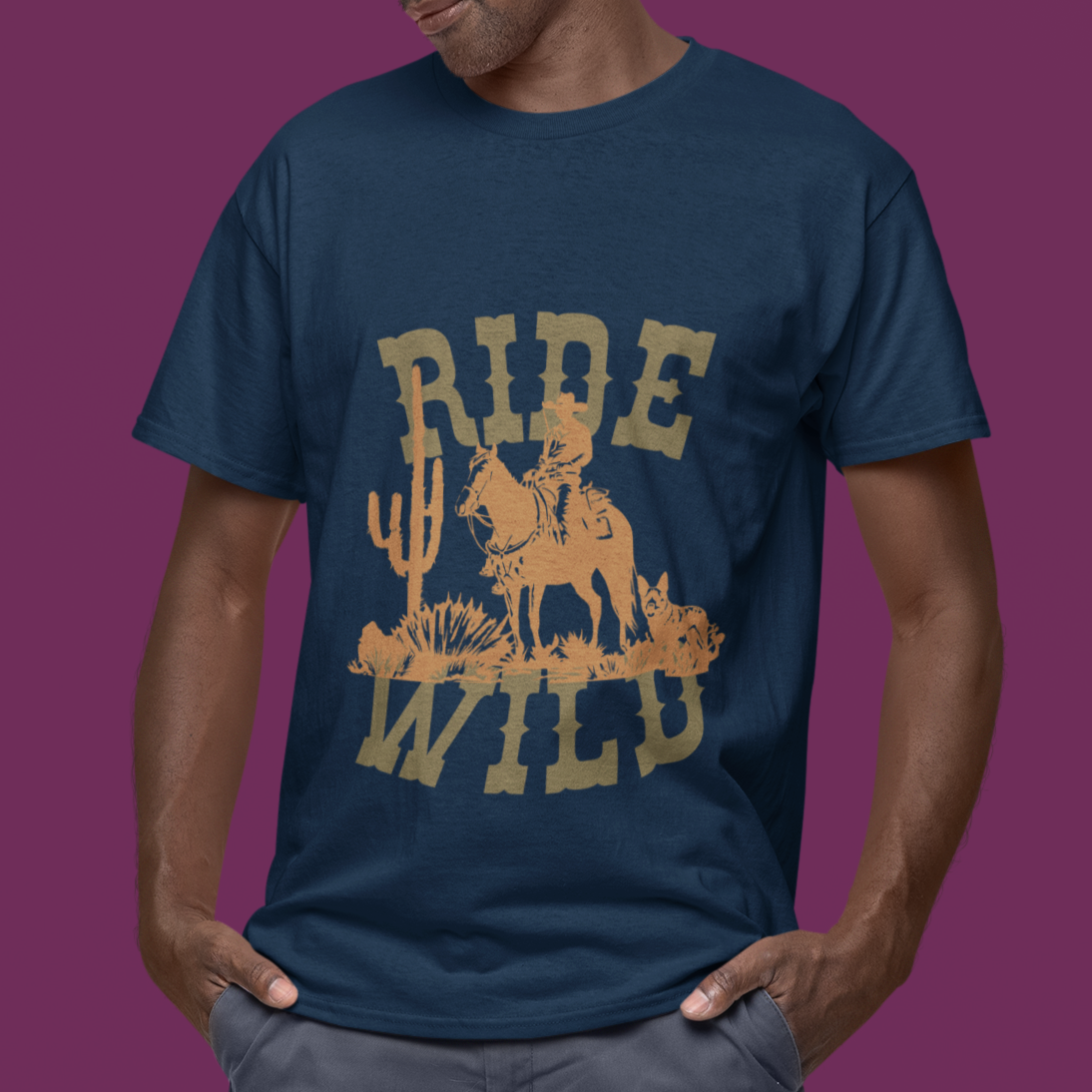 Cowboy Tshirt Wild West Horse Shirt Dog Lover Gift Cowboy Tshirt navy