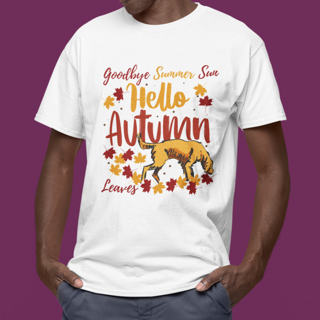 Autumn Leaves Tshirt Dog Walker Shirt Dog Lover T shirt Dog Owner Gift Vegan Tshirt white