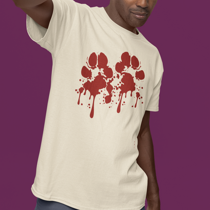 Bloody Pawprints Tshirt Dog Paws Halloween Blood Spatter Tshirt Dog Lover Shirt sand