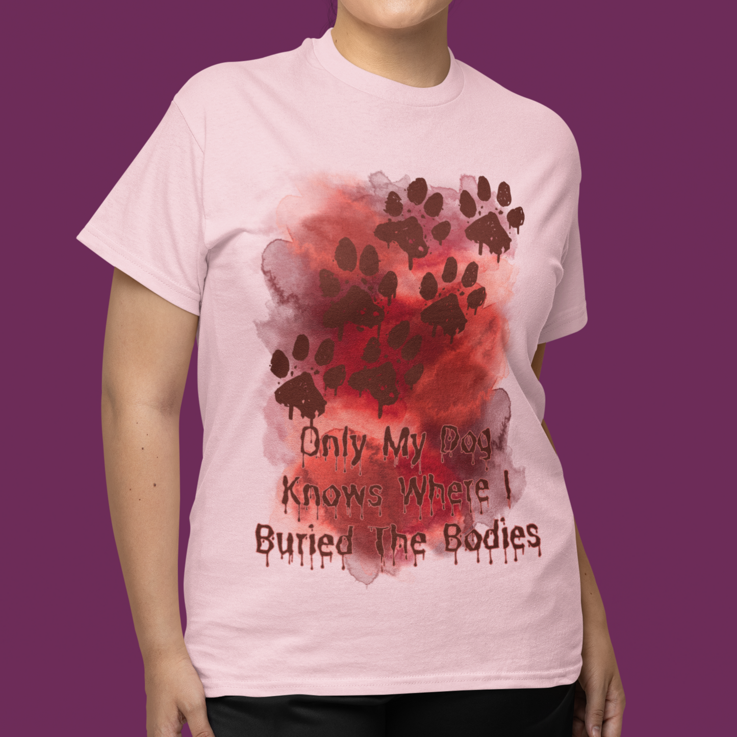 Blood Stained Tshirt Paw Print Blood Spatter Shirt Halloween Blood Dog Lover Tshirt pink