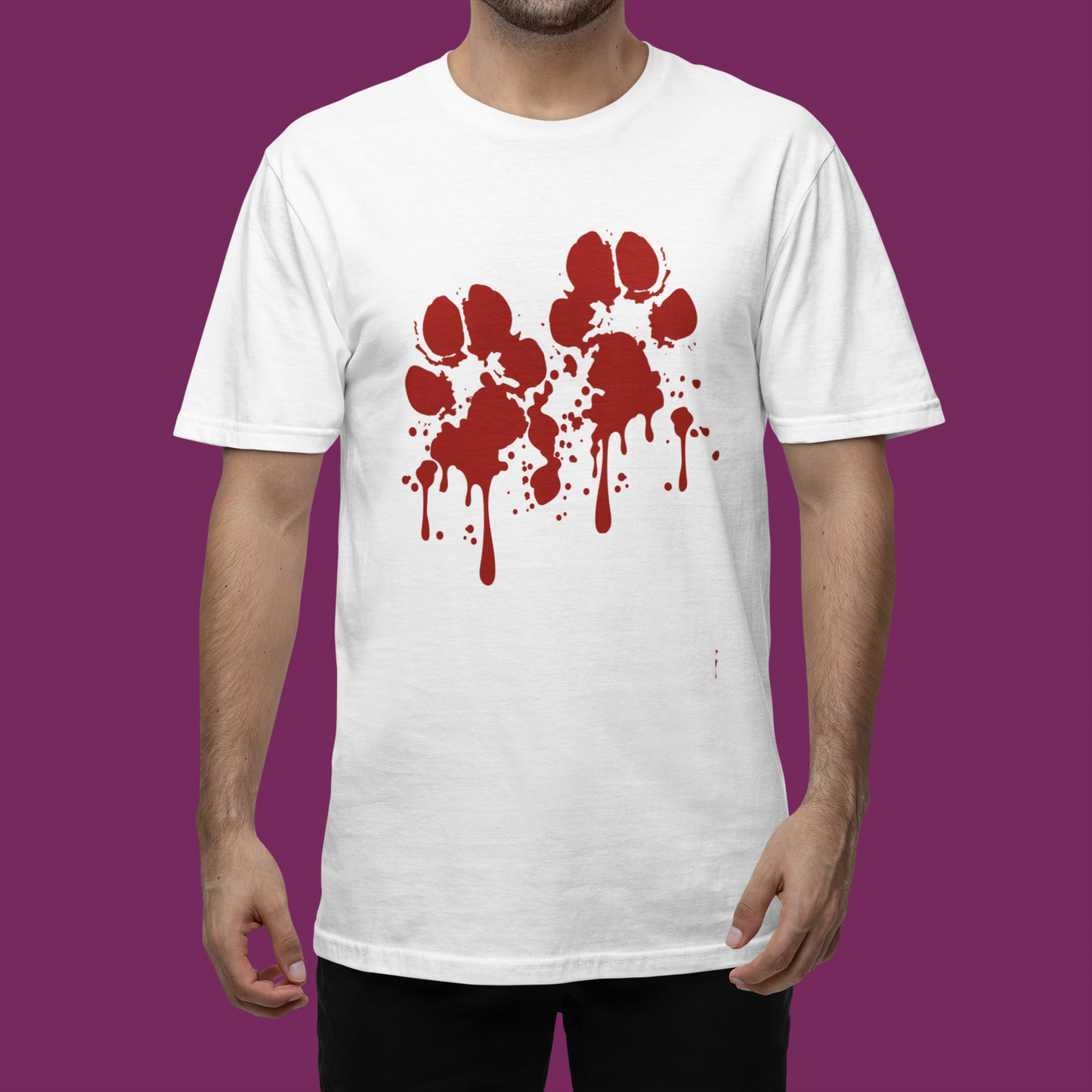 Bloody Pawprints Tshirt Dog Paws Halloween Blood Spatter Tshirt Dog Lover Shirtwhite