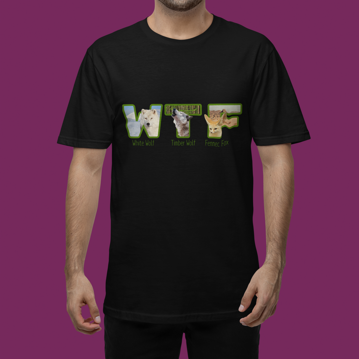 Funny WTF Animal Shirt Wolf Fox T-Shirt Wildlife Joke Shirt for Animal Lovers Nature Pun Graphic Tee WTF Fox Wolf Gift Shirt