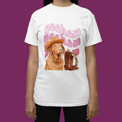 Cowboy YeeHaw Tshirt Dog Cowboy Hat Shirt Cowboy Boots Tshirt Dog Lover Gift white