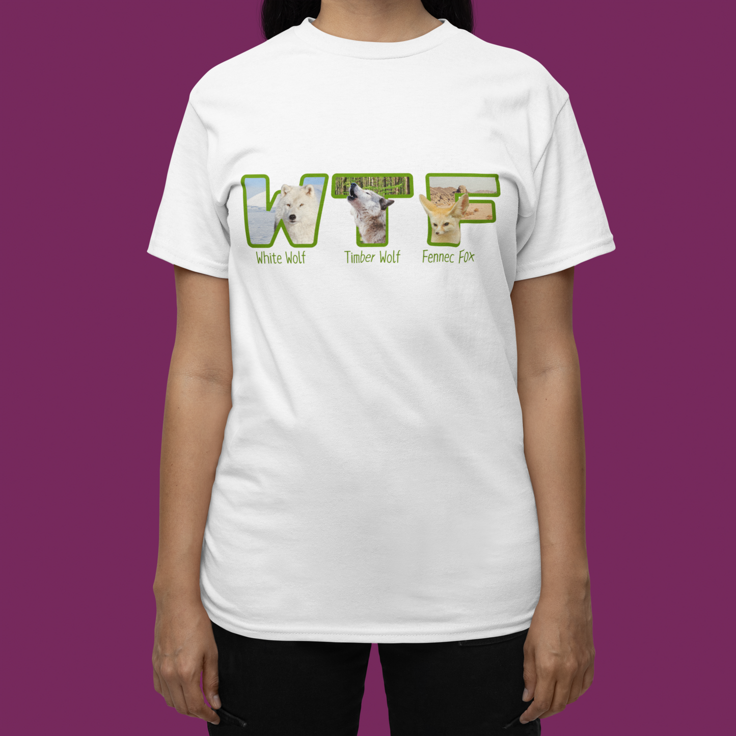 Funny WTF Animal Shirt Wolf Fox T-Shirt Wildlife Joke Shirt for Animal Lovers Nature Pun Graphic Tee WTF Fox Wolf Gift Shirt