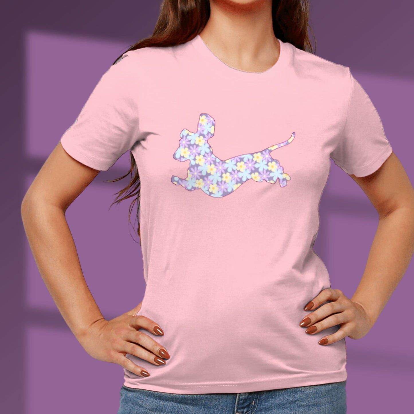 Dachshund Flower Pattern T shirt Dachshund Dog Lover Gift Floral Vegan T-shirt