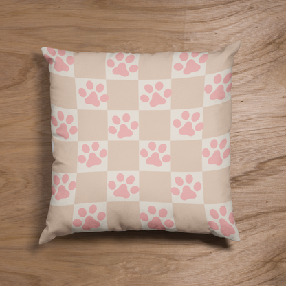 Checkered Cushion Paw Print Check Pattern Pillow Dog Paws Checkerboard Throw Pillow Dog Lover Home Decor Gift Idea