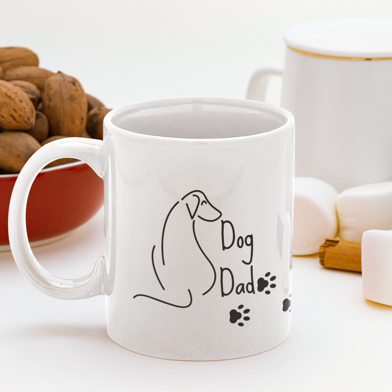 Dog Dad Coffee Mug Dog Lover Mug Dog Line Art Paw Print Dog Owner Gift