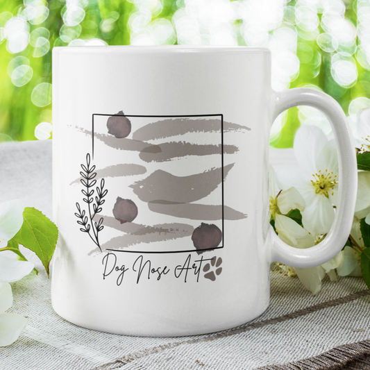 Paw Print Floral Mug Dog Lover Coffee Mug Dog Nose Art Gift For Dog Lover