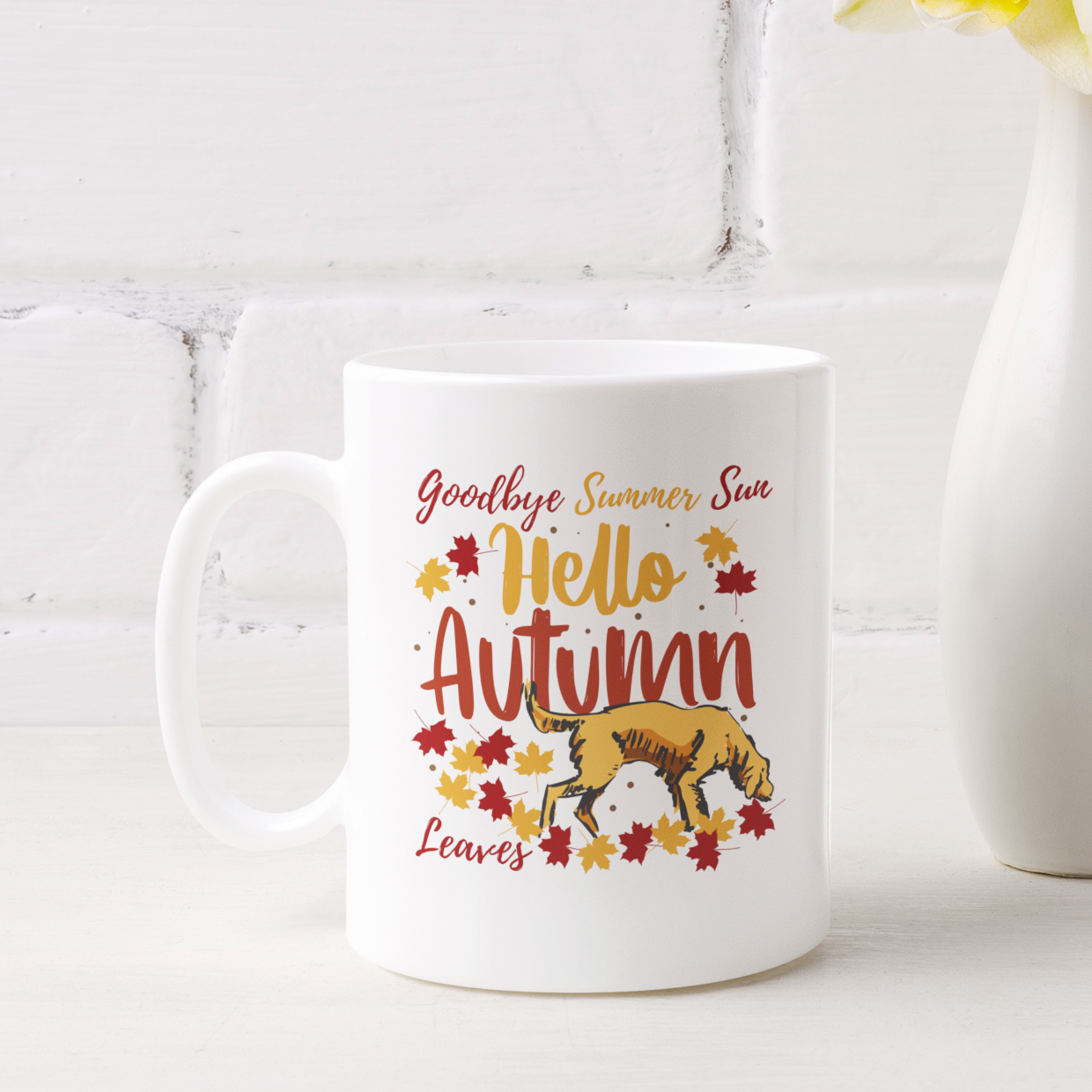 Autumn Leaves Coffee Mug Dog Lover Mug Autumn Dog Owner Gift