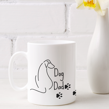 Dog Dad Coffee Mug Dog Lover Mug Dog Line Art Paw Print Dog Owner Gift