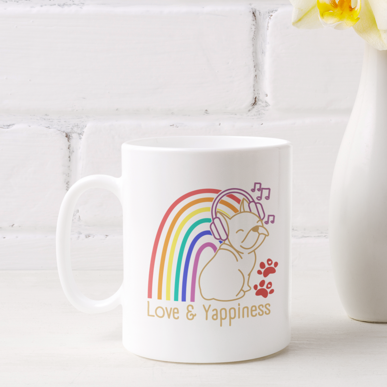 Cute Puppy Coffee Mug Dog Lover Rainbow Pride Dog Lover Gift Dog Coffee Mug