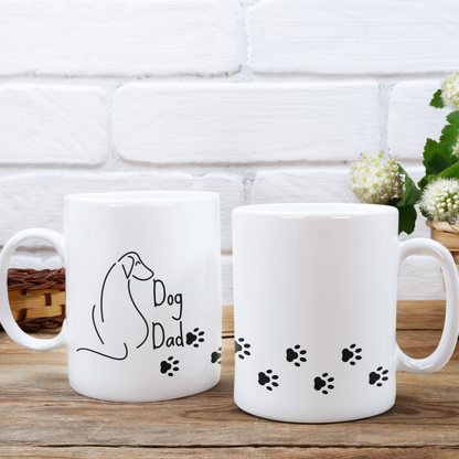 Dog Dad Coffee Mug Dog Lover Mug Dog Line Art Paw Print Dog Owner Gift