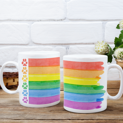 Dog Pawprint Coffee Mug Dog Lover Gift Rainbow Mug