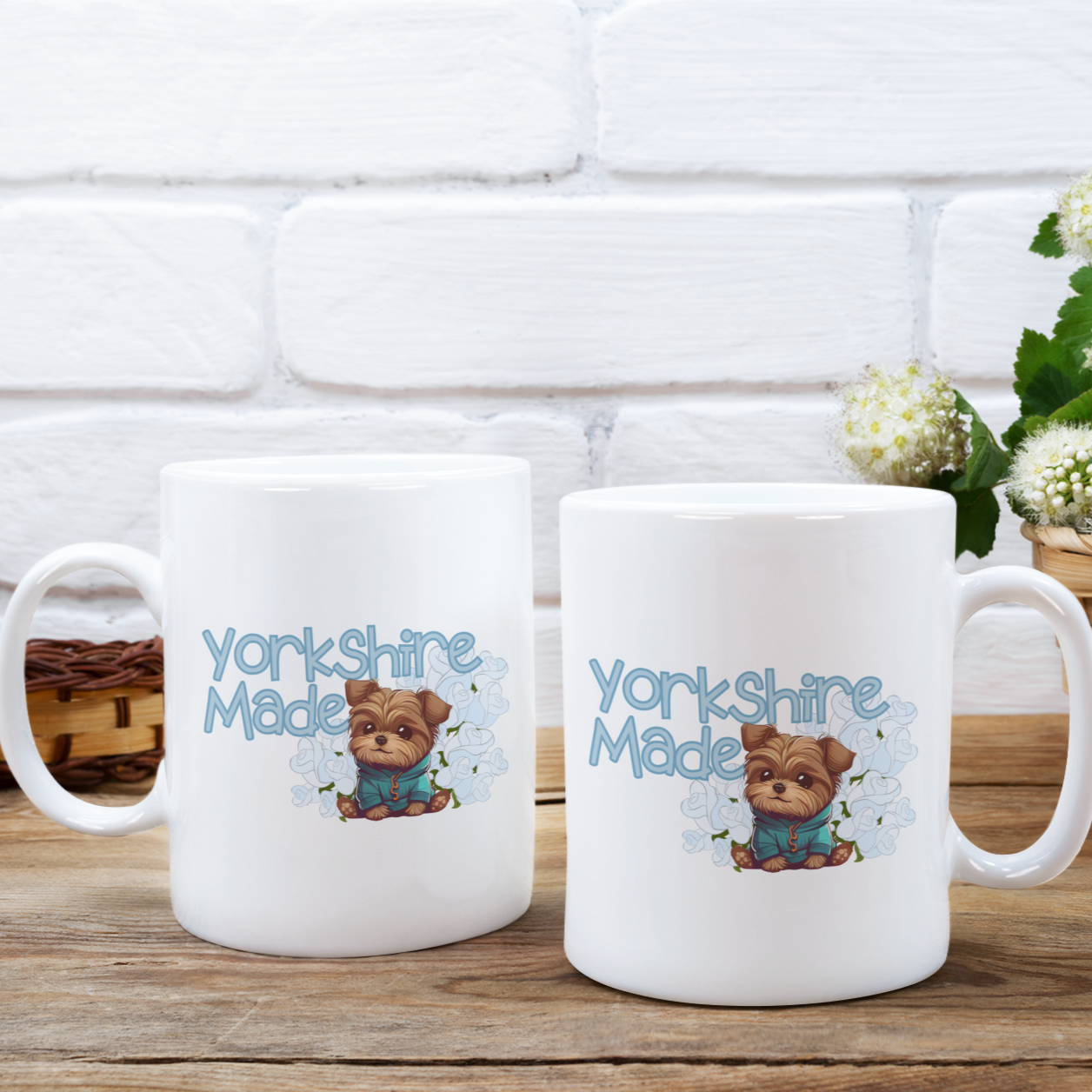 Yorkshire White Rose Mug Yorkshire Terrier Coffee Mug Dog Lover Gift