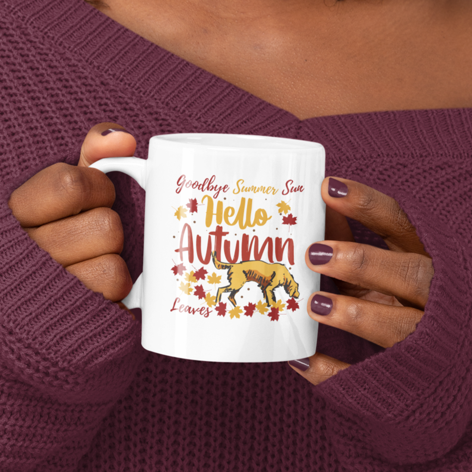 Autumn Leaves Coffee Mug Dog Lover Mug Autumn Dog Owner Gift