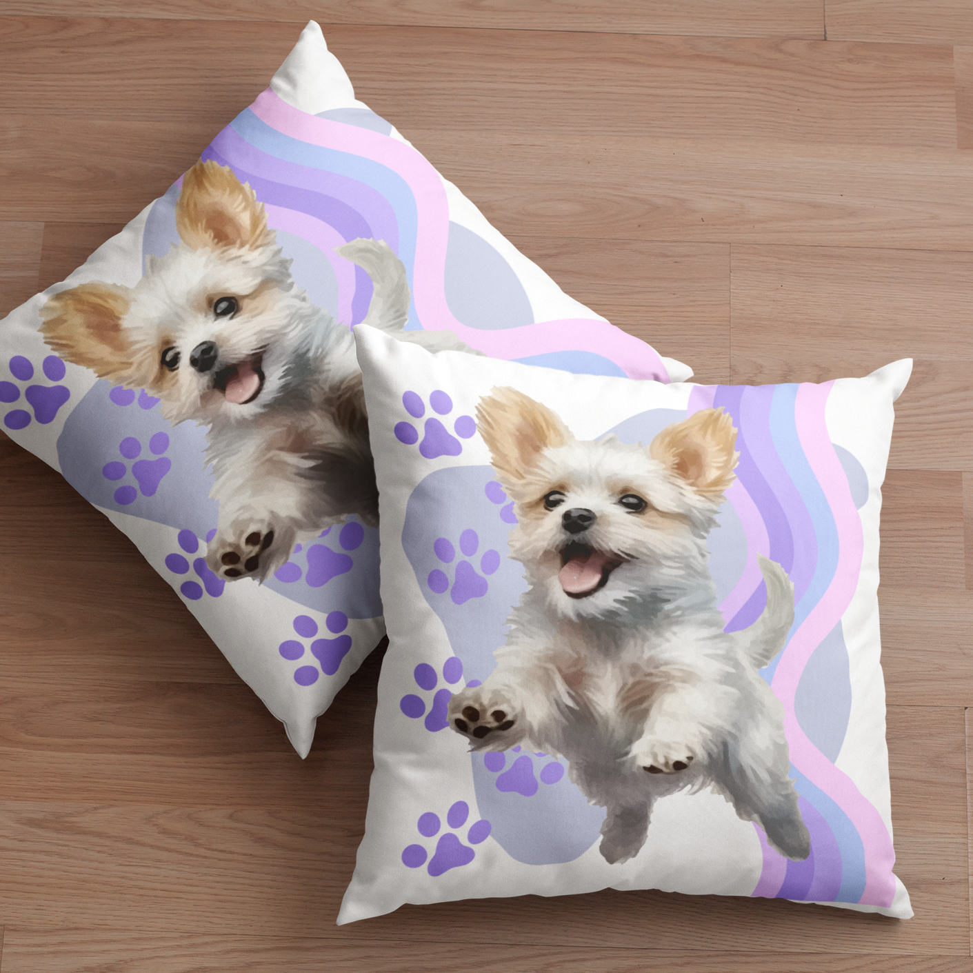 Wavy Dog Pillow Wavy Cushion Puppy Paws Home Decor Wave Pillow Dog Lover Gift