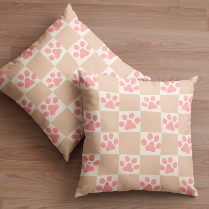 Checkered Cushion Paw Print Check Pattern Pillow Dog Paws Checkerboard Throw Pillow Dog Lover Home Decor Gift Idea