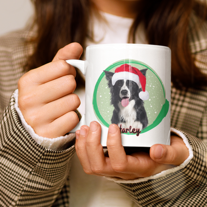 Personalised Christmas Mug Custom Pet Portrait Mug Dog Photo Coffee Mug Dog Lover Mug Christmas Gift