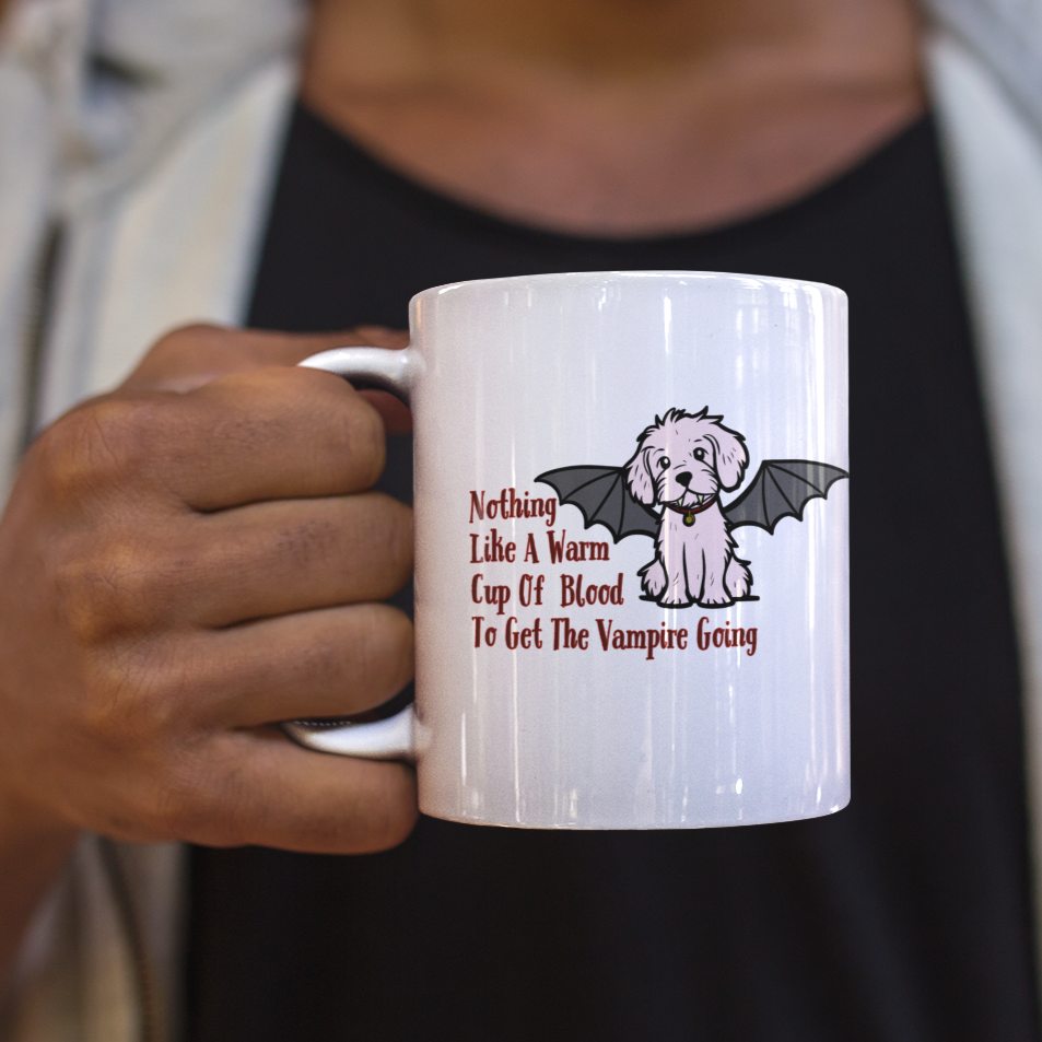 Vampire Blood Dog Lover Mug Bat Dog Dracula Fangs Coffee Mug Bat Wings Dog Mug