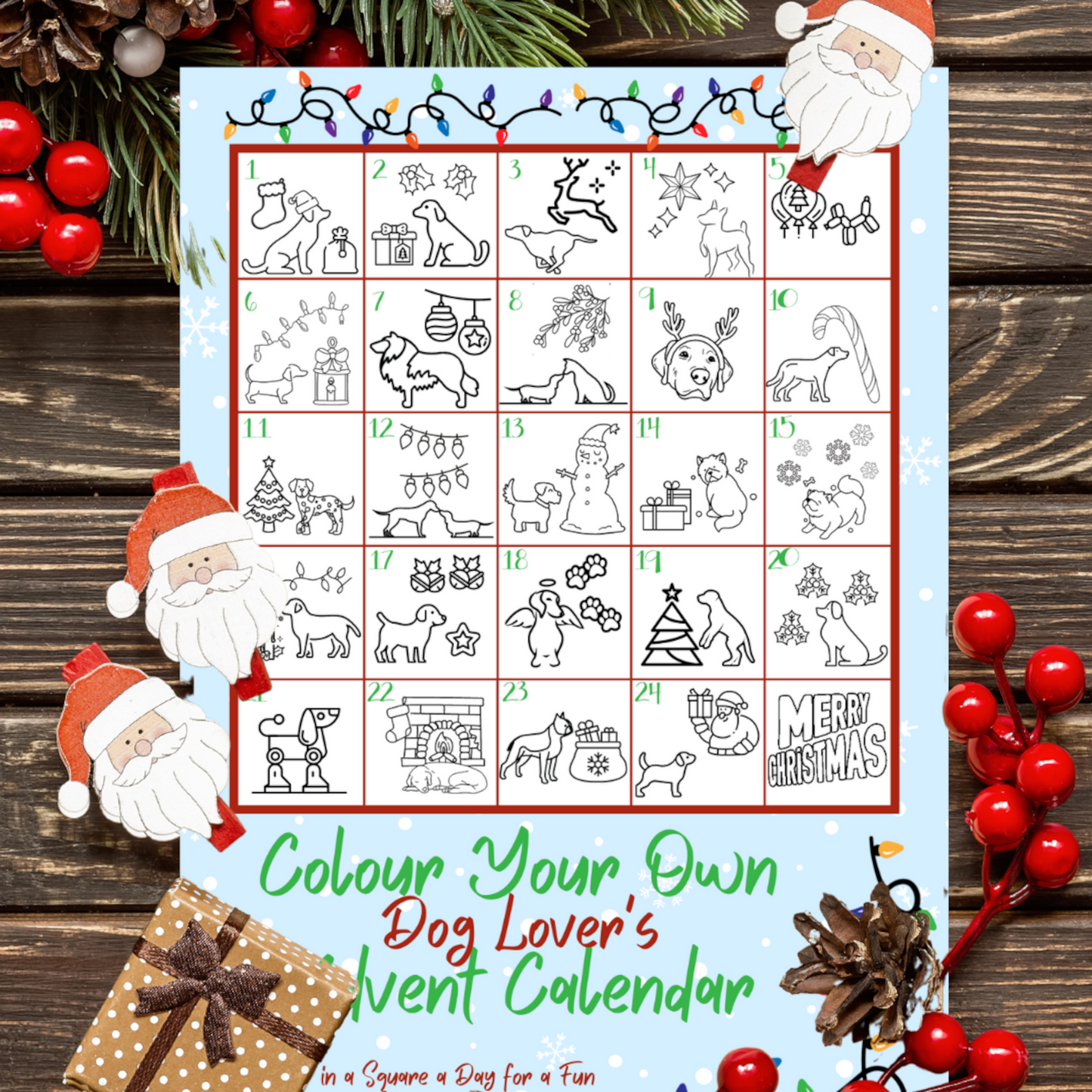 Printable dog advent calendar