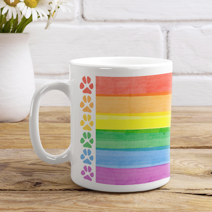 Dog Pawprint Coffee Mug Dog Lover Gift Rainbow Mug