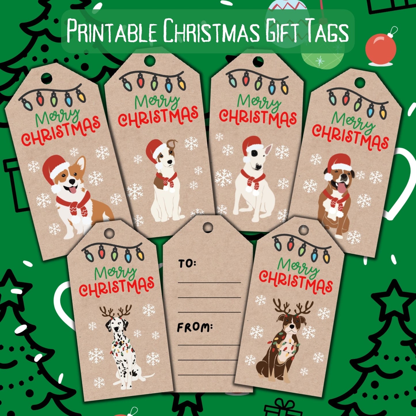 Christmas Gift Tags Dog Lover Gift Tags Printable Dog Tag Christmas Gift Dog Lover Printable Gift Tags Christmas Craft