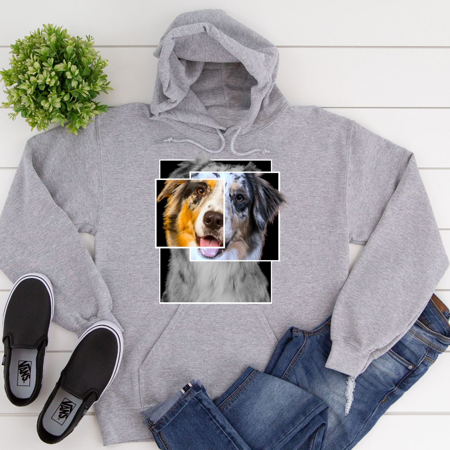 Australian Shepherd Dog Lover Hoodie Vegan Grey