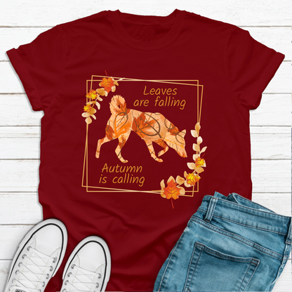 Autumn leaves red dog lover tshirt